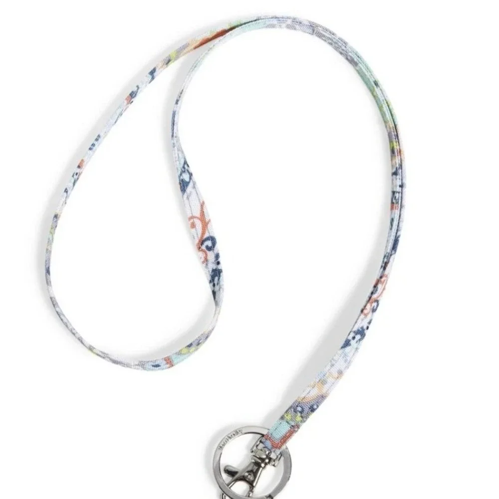 Vera Bradley ReActive Lanyard Citrus Paisley Recycled Floral Blue NEW